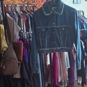 Forever 21 Blue Frayed Hem Jean Jacket